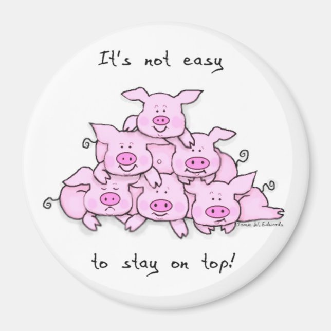 Pig Pyramid Fridge Magnet (Front)