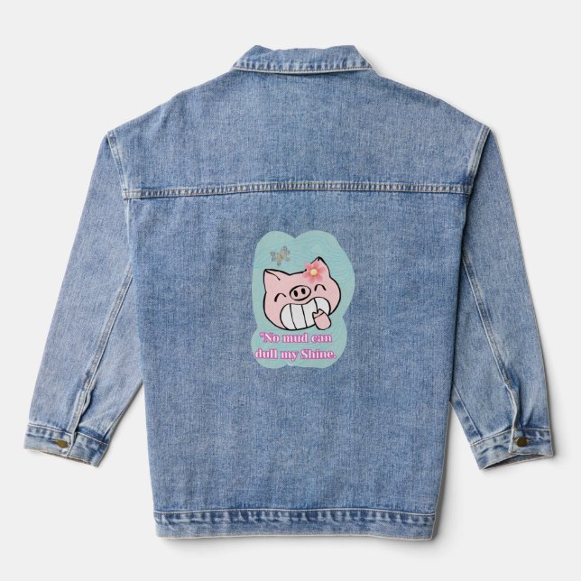 pig quote  denim jacket (Back)