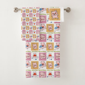 pig quote faces bath towel set