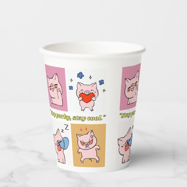 pig quote faces paper cups (Front)