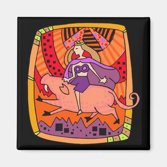 Pig Ride Magnet (Front)