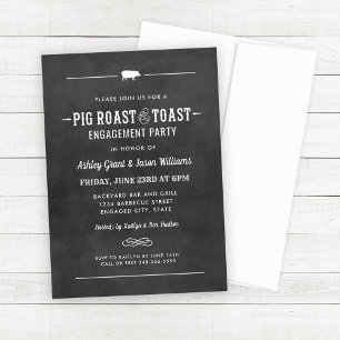 Pig Roast and Toast Chalkboard Wedding Engagement Invitation