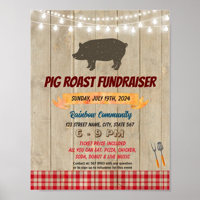 Pig Roast Fundraiser event template Poster (Front)