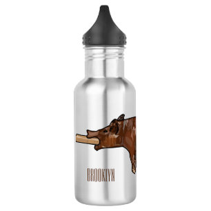 Pig roast / hog roast cartoon illustration 532 ml water bottle