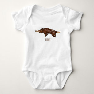 Pig roast / hog roast cartoon illustration baby bodysuit