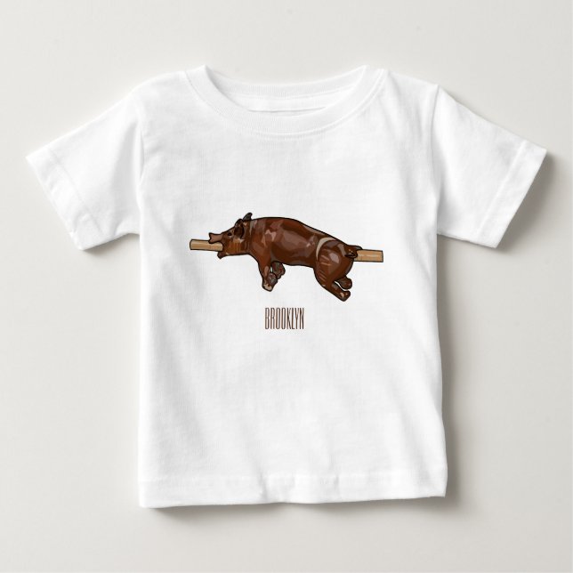 Pig roast / hog roast cartoon illustration baby T-Shirt (Front)