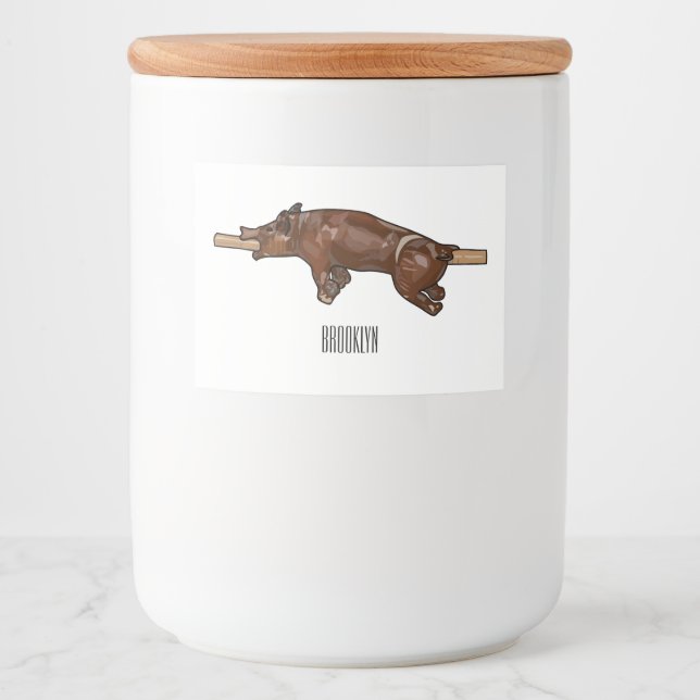 Pig roast / hog roast cartoon illustration food label (Front)