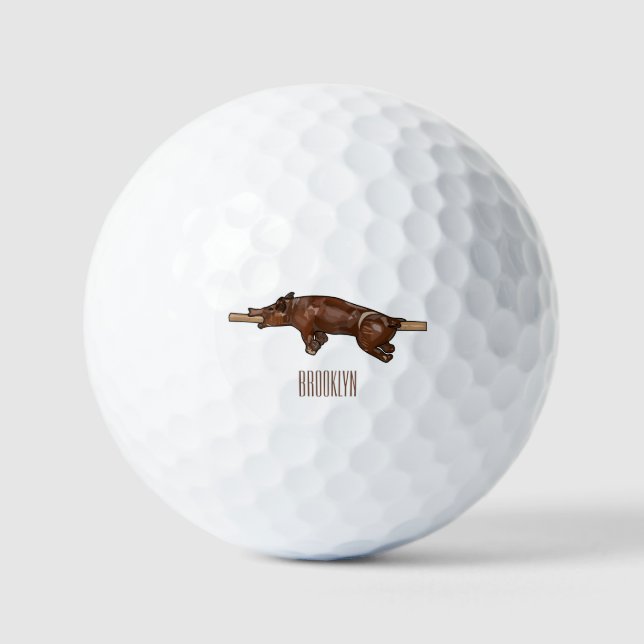 Pig roast / hog roast cartoon illustration golf balls (Front)