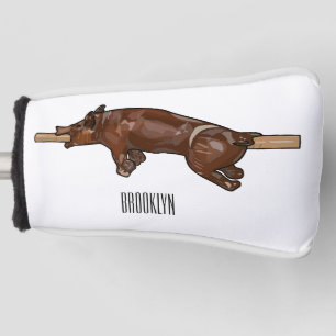 Pig roast / hog roast cartoon illustration golf head cover