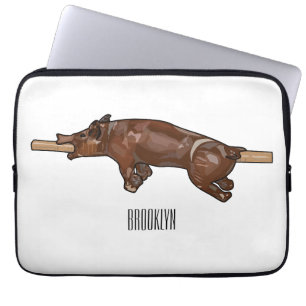 Pig roast / hog roast cartoon illustration laptop sleeve
