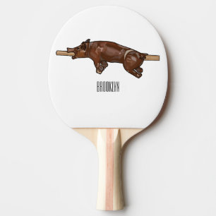 Pig roast / hog roast cartoon illustration ping pong paddle