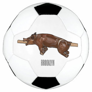 Pig roast / hog roast cartoon illustration soccer ball