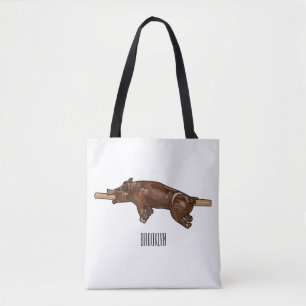 Pig roast / hog roast cartoon illustration tote bag