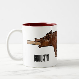 Pig roast / hog roast cartoon illustration Two-Tone coffee mug