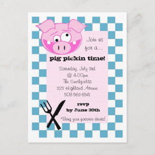 Pig Roast Invitation Postcard
