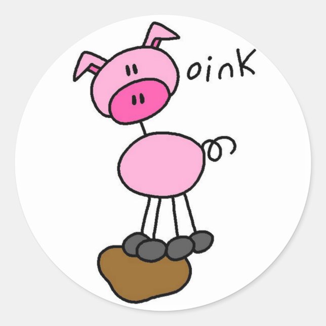 Pig Says Oink T-shirts and Gifts Classic Round Sticker (Front)