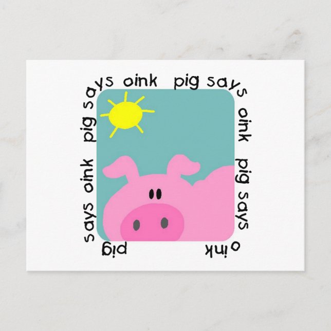 Pig Says Oink T-shirts and Gifts Postcard (Front)