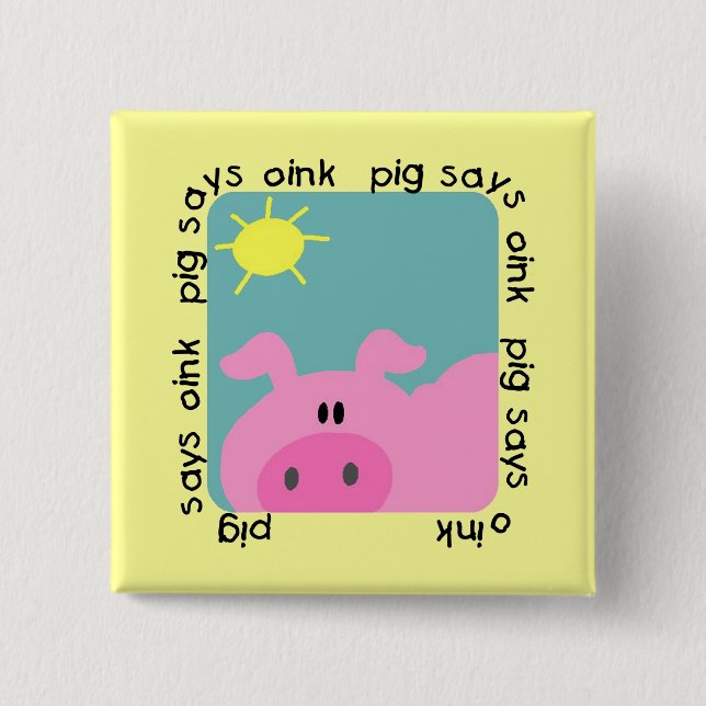 Pig Says Oink Tshirts and Gifts 15 Cm Square Badge (Front)