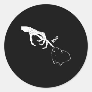Pig Scary Skeleton Hand Boop Funny Spooky Hallowee Classic Round Sticker