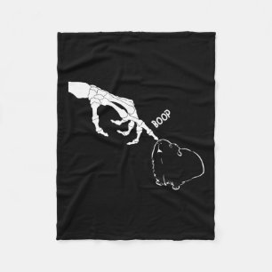 Pig Scary Skeleton Hand Boop Funny Spooky Hallowee Fleece Blanket