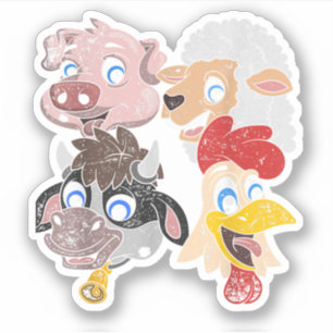 Pig Sheep Cow Chicken Kids Toddlers Funny Farm Squ