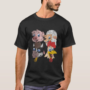 Pig Sheep Cow Chicken Kids Toddlers Funny Farm Squ T-Shirt