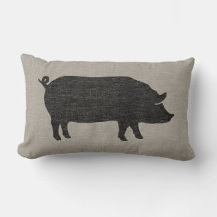 Pig Silhouette Lumbar Cushion