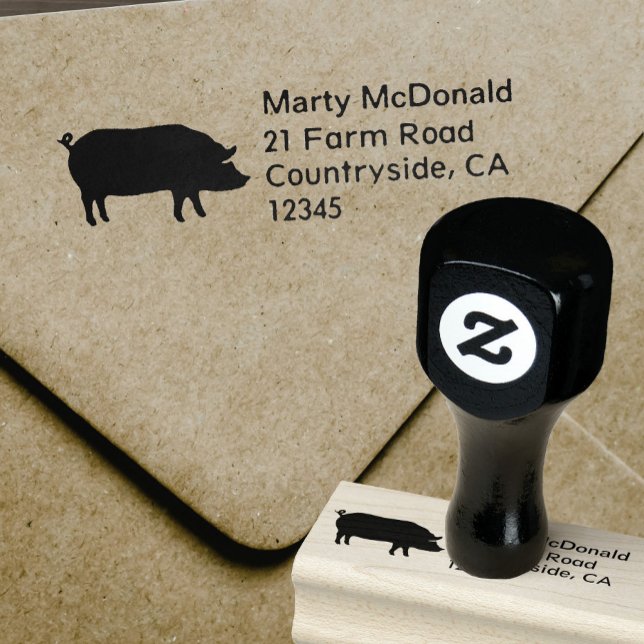 Pig Silhouette Return Address Rubber Stamp (Creator Uploaded)