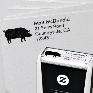Pig Silhouette Return Address Self-inking Stamp