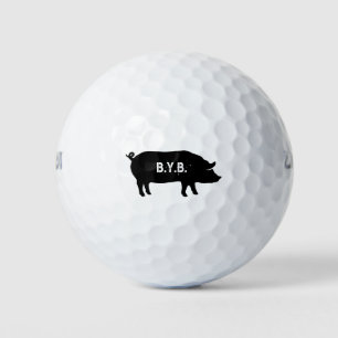 Pig Silhouette with Custom Text Golf Balls
