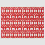 Pig Silhouettes Christmas Pattern Tissue Paper<br><div class="desc">Festive Red and White Christmas Sweater Style Pattern with Pig Silhouettes</div>