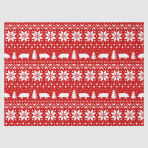Pig Silhouettes Christmas Pattern Tissue Paper