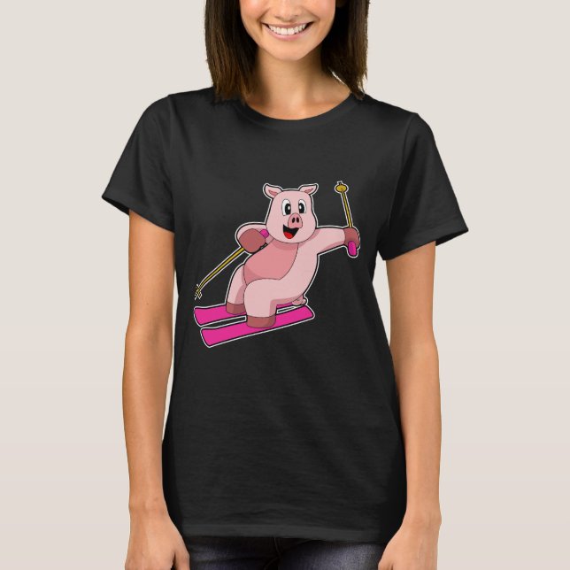 Pig Skier Ski T-Shirt (Front)
