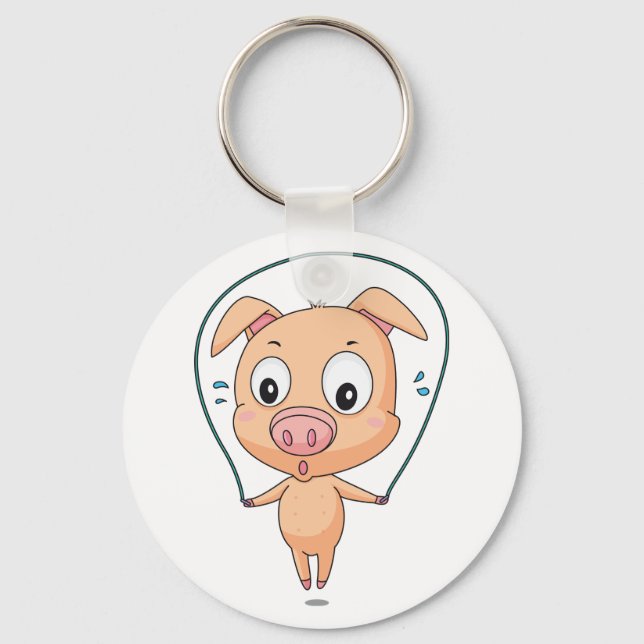 Pig Skipping Keychain (Front)