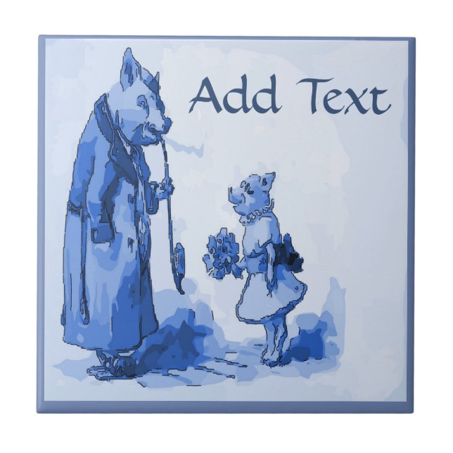 Pig Smokes Tile, Dutch Look, Personalise Tile (Front)