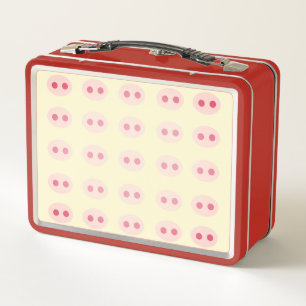 Pig Snouts Red Metal Lunchbox