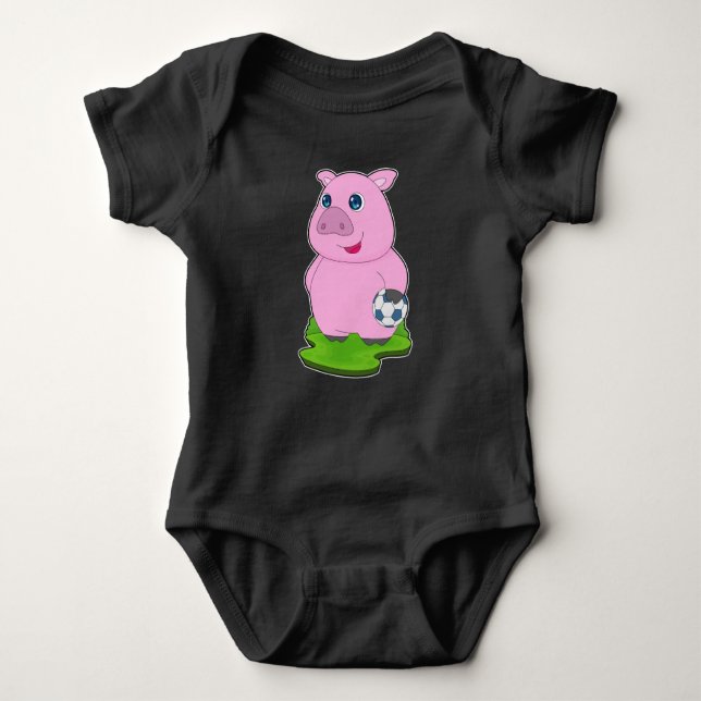Pig Soccer player Soccer Baby Bodysuit (Front)