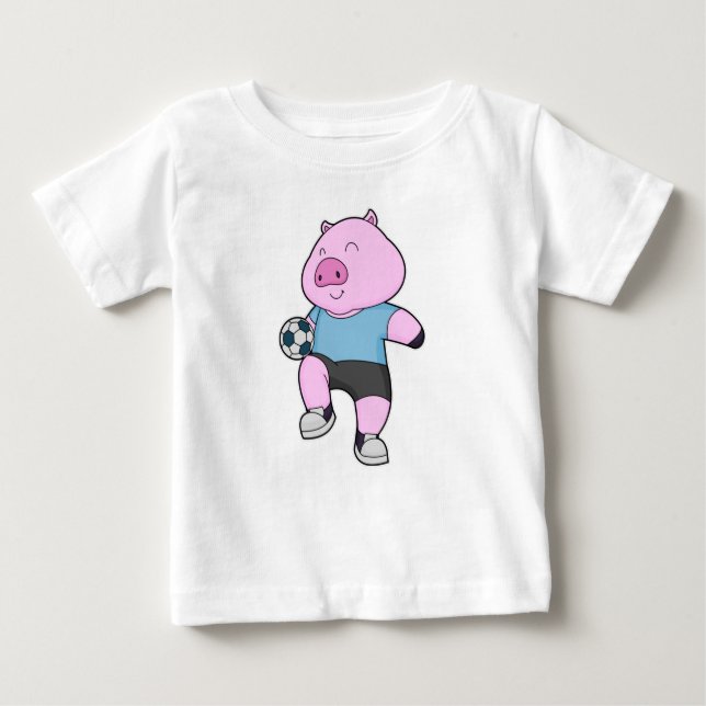 Pig Soccer player Soccer Baby T-Shirt (Front)