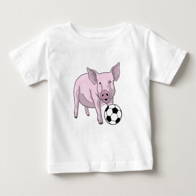 Pig Soccer player Soccer Baby T-Shirt (Front)