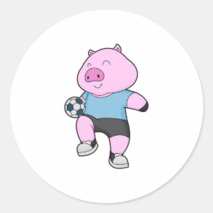 Pig Soccer player Soccer Classic Round Sticker