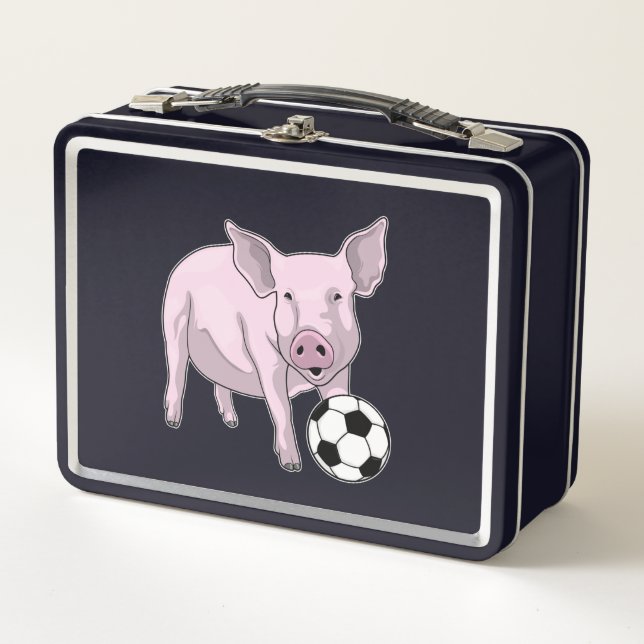 Pig Soccer player Soccer Metal Lunch Box (Front)