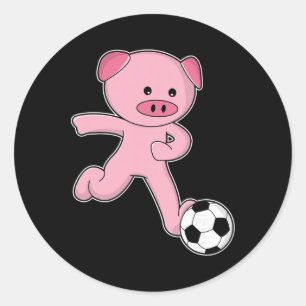 Pig Soccer Player Soccer Sports Classic Round Sticker