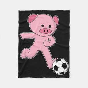 Pig Soccer Player Soccer Sports Fleece Blanket