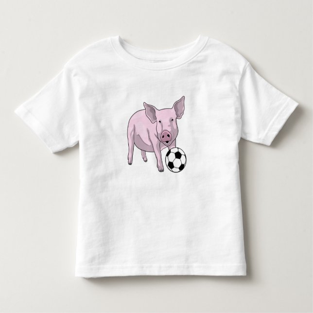 Pig Soccer player Soccer Toddler T-Shirt (Front)
