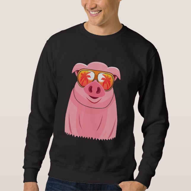 Pig Sunglasses Beach Summer Pool Party Pig Sweatshirt (Front)