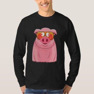 Pig Sunglasses Beach Summer Pool Party Pig T-Shirt