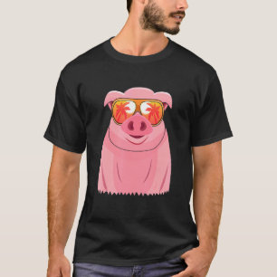 Pig Sunglasses Beach Summer Pool Party Pig T-Shirt