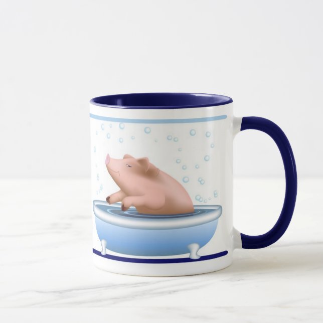 Pig Taking Bath Mug (Right)