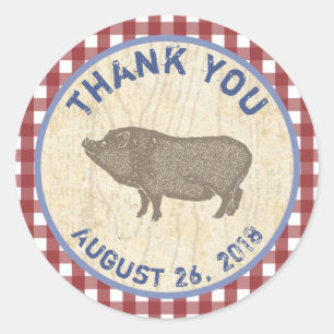 Pig Thank You Favour Sticker for Hog Roast Barbequ