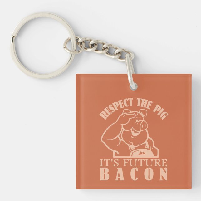 PIG TO BACON custom colour key chain (Front)